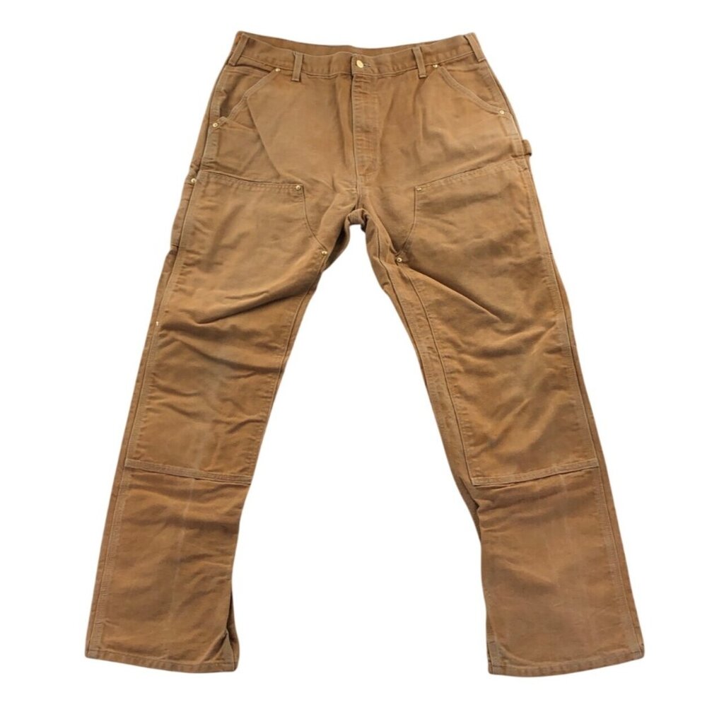 Carhartt Mens Double Knee Cargo Work Pants 38x34 Tan Loose USA B01BRN Straight
